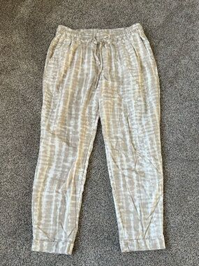 Old Navy Beige and White Tie-Dye Beach casual pants